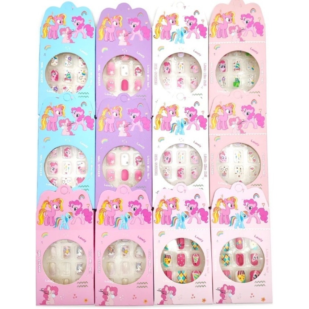 Lot Of 12! Fake Nails for Kids Girls‎ Artificial Press on Nails NEW Little Pony